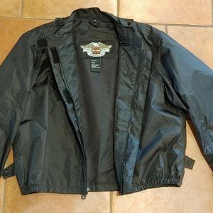 Harley Davidson Windbreaker Jacket Women's XL Black Logo Shield